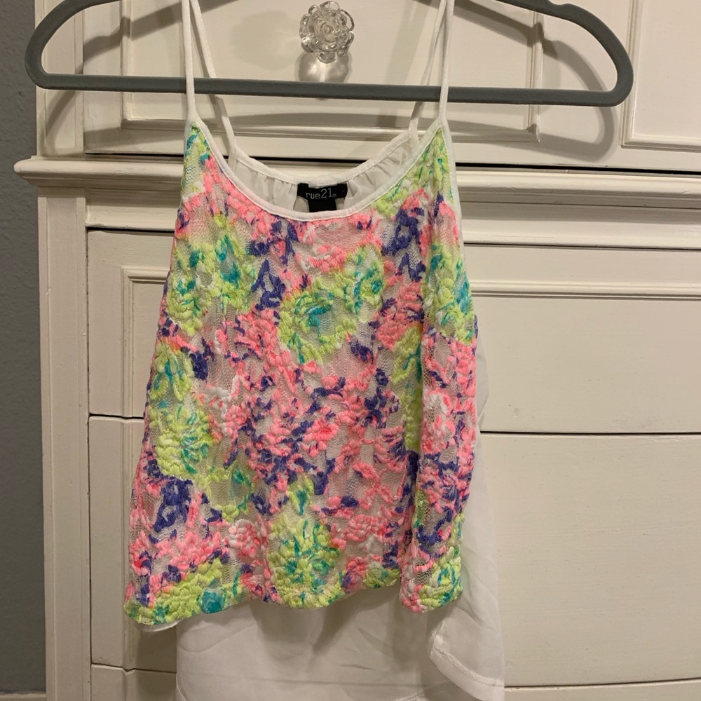 Multicolor lace tank top